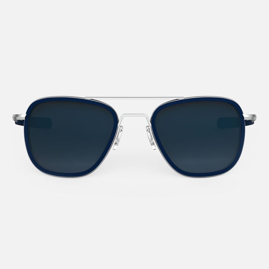 Randolph Engineering Aviator Fusion - Matte Chrome & Blue Sapphire Inlay & Slate | Women'S Sunglasses