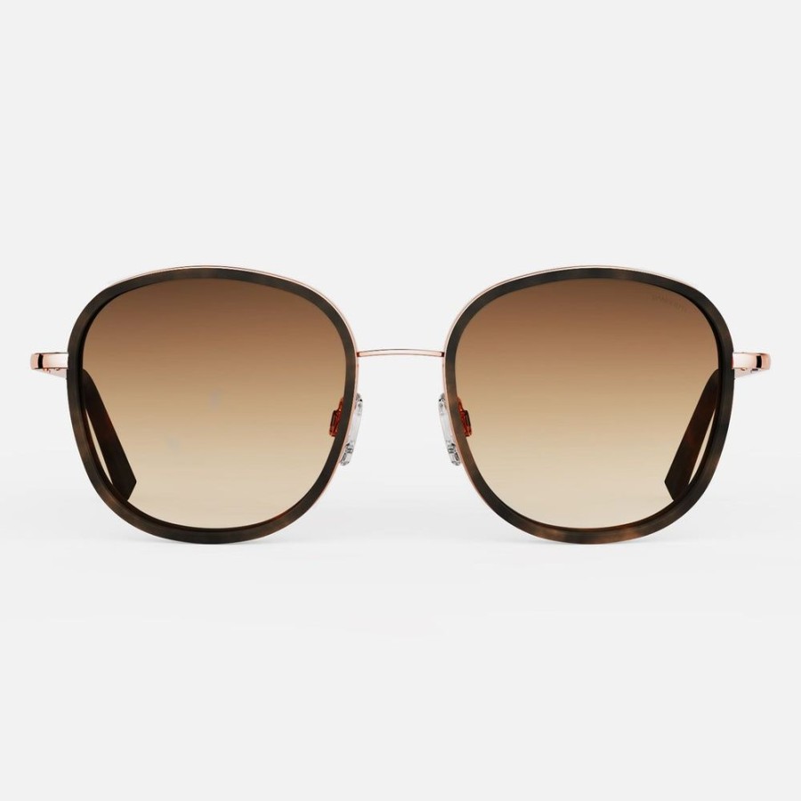 Randolph Engineering Elinor Fusion - 22K Rose Gold & Dark Chocolate Tortoise Inlay & Cape Sand | Non-Polarized Sunglasses