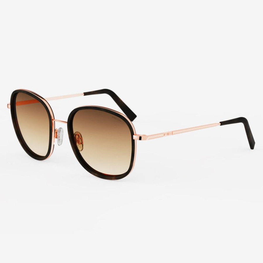 Randolph Engineering Elinor Fusion - 22K Rose Gold & Dark Chocolate Tortoise Inlay & Cape Sand | Non-Polarized Sunglasses