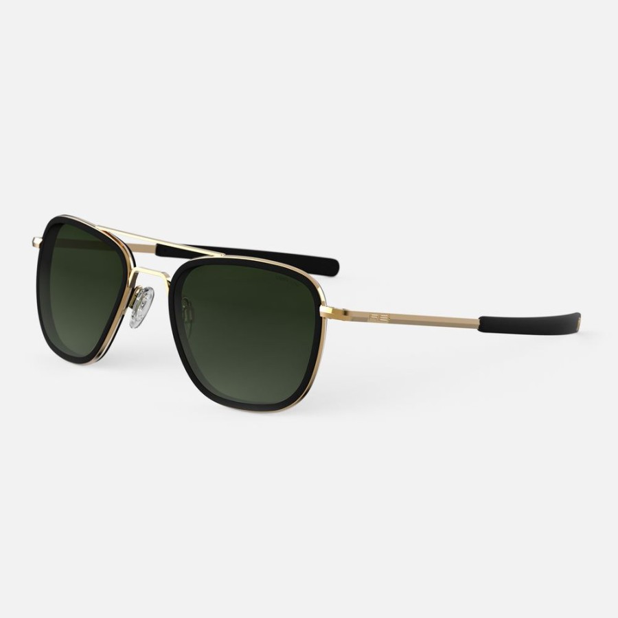 Randolph Engineering Aviator Fusion - 23K Gold & Matte Onyx Inlay & Evergreen | Women'S Sunglasses