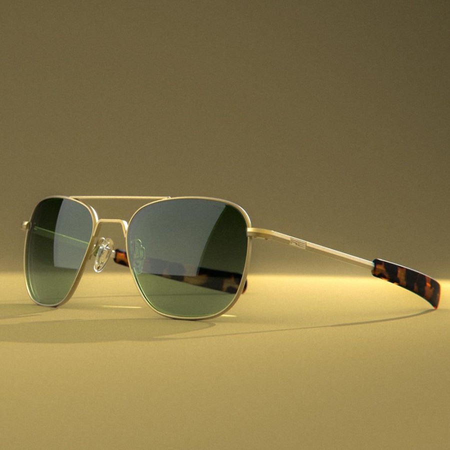 Randolph Engineering Aviator - 23K Satin Gold & Evergreen | Polarized Sunglasses