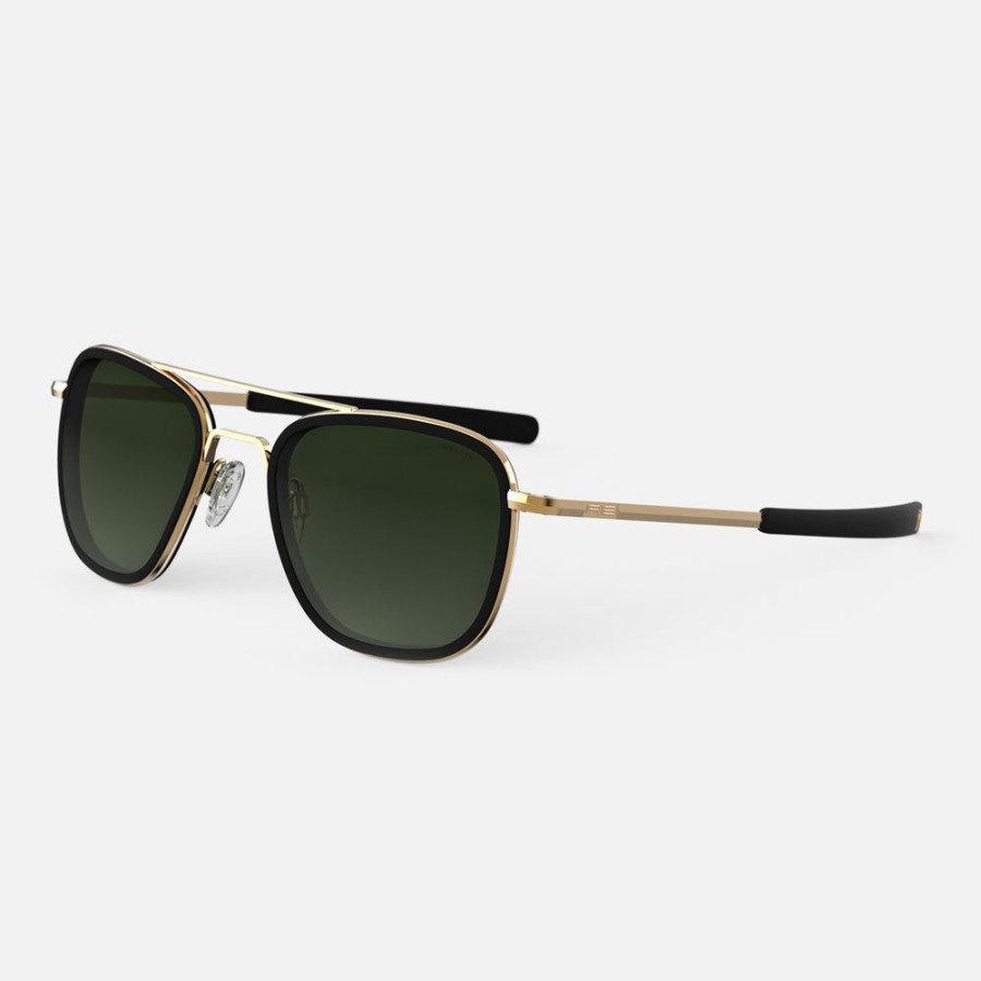 Randolph Engineering Aviator Fusion - 23K Gold & Matte Onyx Inlay & Evergreen | Polarized Sunglasses