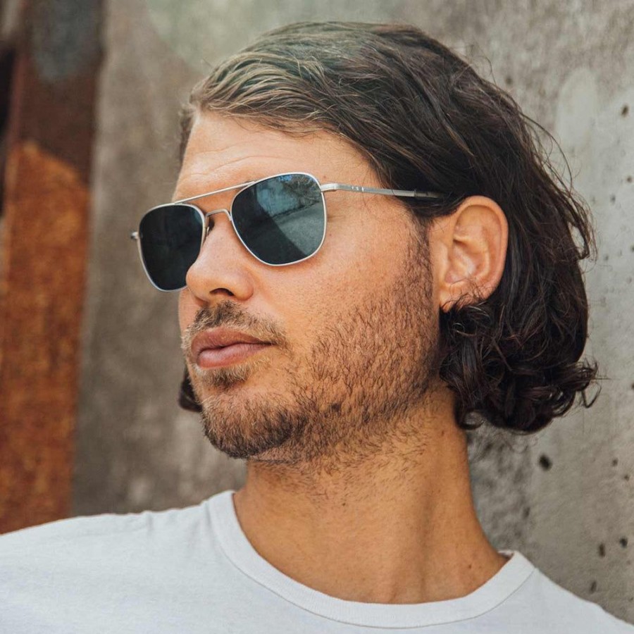 Randolph Engineering Aviator - Matte Chrome & Cobalt | Polarized Sunglasses