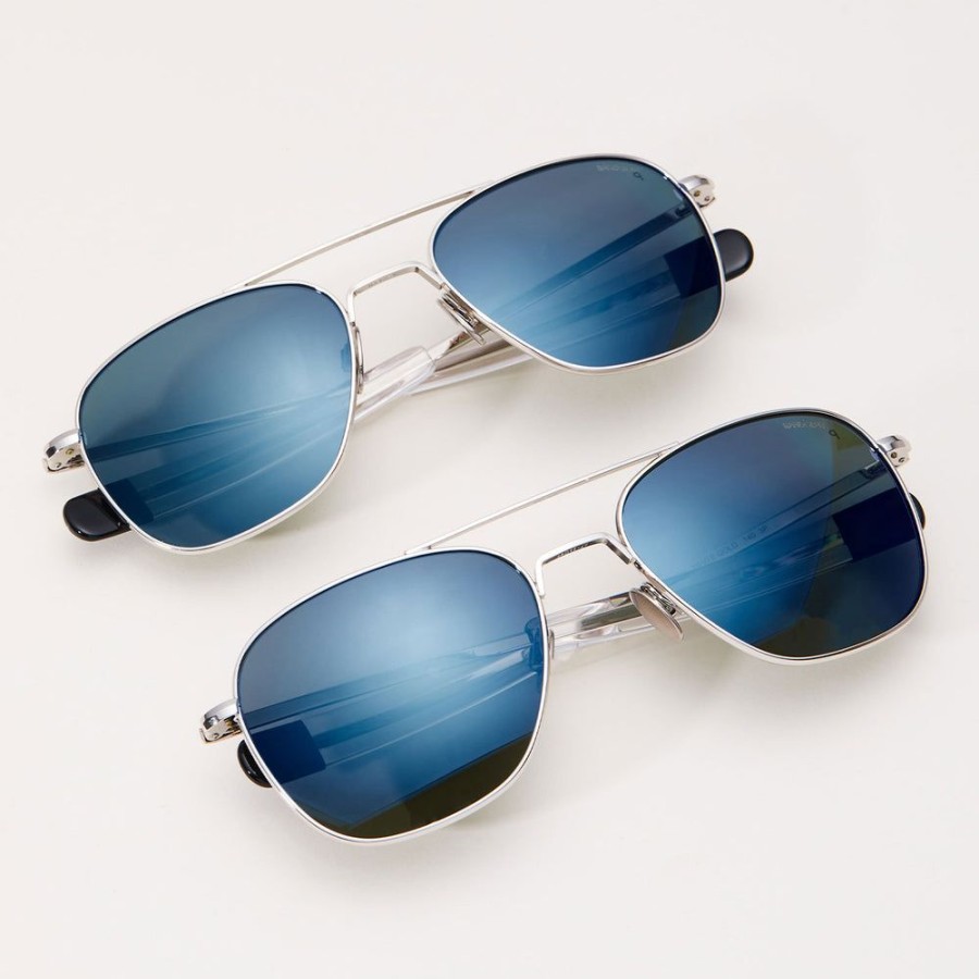 Randolph Engineering Aviator - 23K White Gold & Cobalt | Polarized Sunglasses