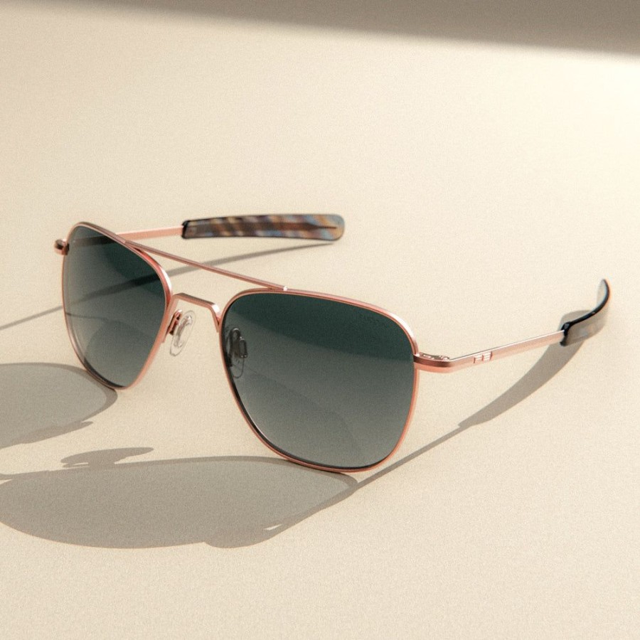 Randolph Engineering Aviator - 22K Satin Rose Gold & Slate | Polarized Sunglasses