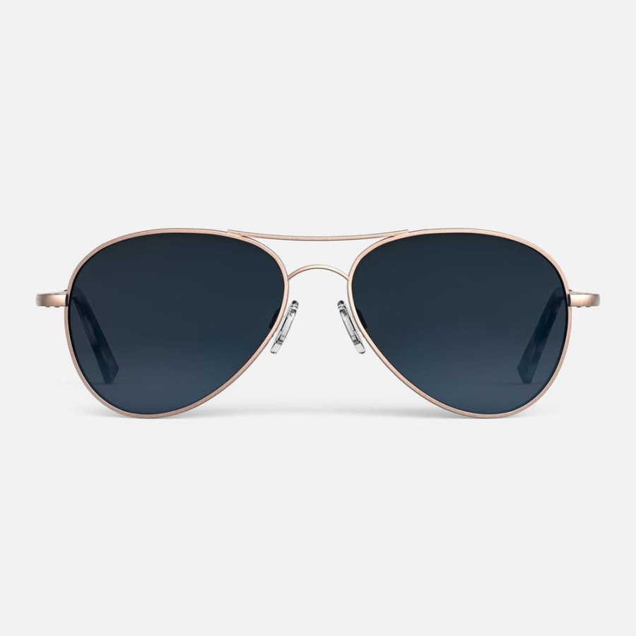 Randolph Engineering Amelia - 22K Satin Rose Gold & Slate | Polarized Sunglasses