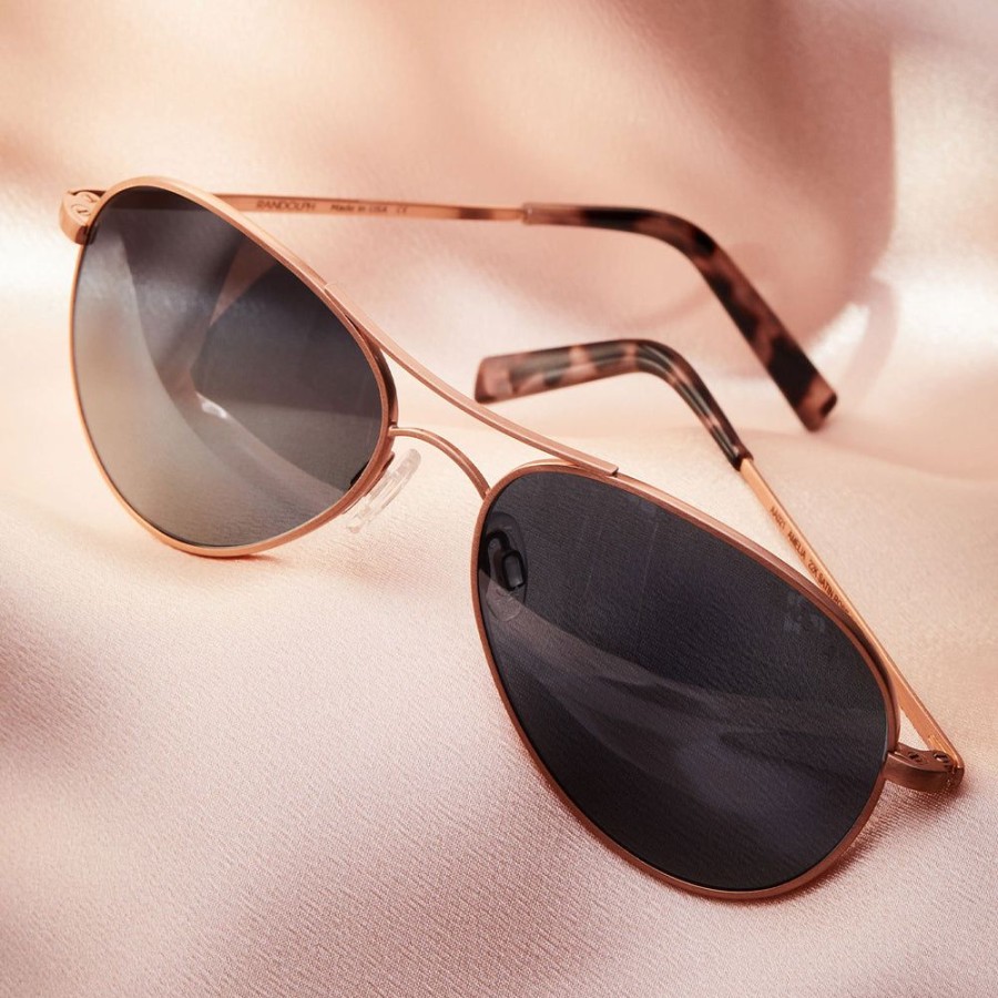 Randolph Engineering Amelia - 22K Satin Rose Gold & Slate | Polarized Sunglasses