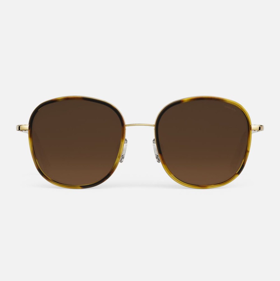 Randolph Engineering Elinor Fusion - 23K Gold & Dark Caramel Tortoise Inlay & Cape Sand | Polarized Sunglasses