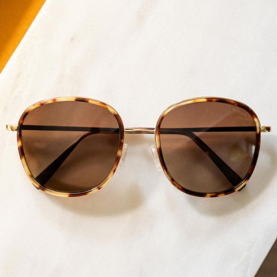 Randolph Engineering Elinor Fusion - 23K Gold & Dark Caramel Tortoise Inlay & Cape Sand | Polarized Sunglasses